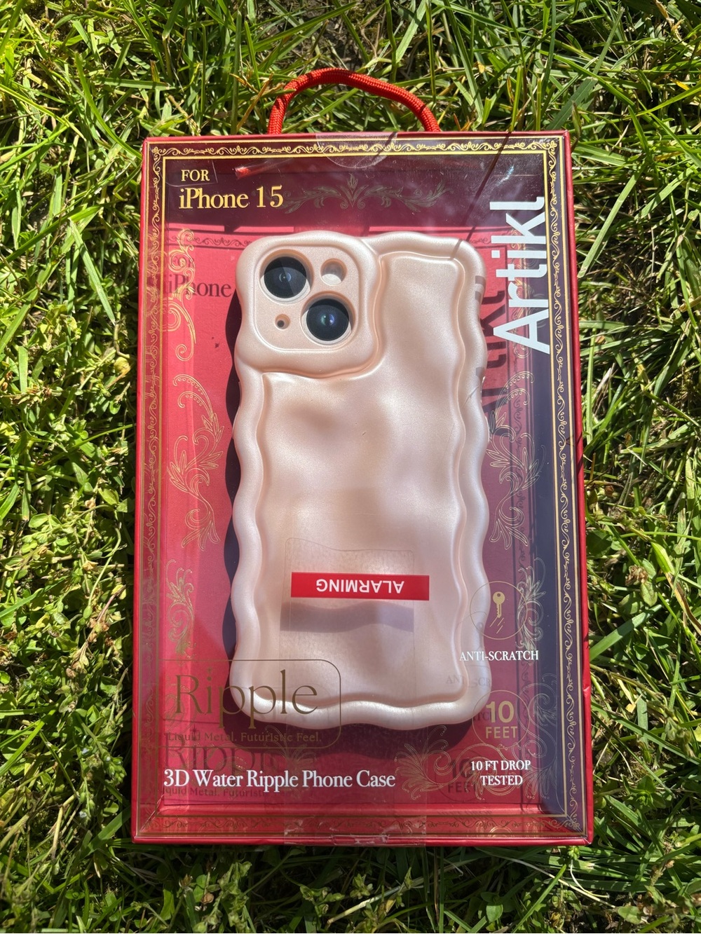 Artikl 3D Ripple Wave Phone Case for iPhone 15 - Pearl Pink
